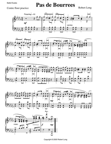 Pas de bourrees piano sheet music