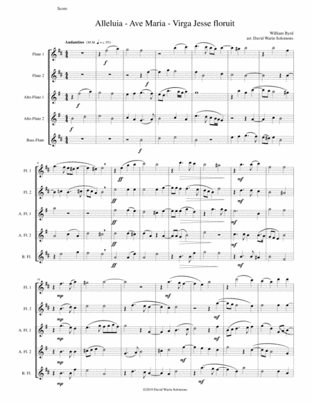 Alleluia - Ave Maria - Virga Jesse floruit arranged for flute quintet (arr. David Warin Solomons)