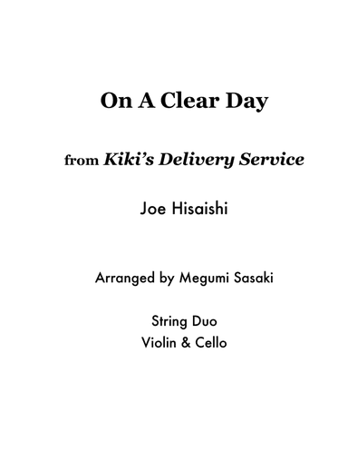 Kiki's Delivery Service (on A Clear Day) (arr. Megumi Sasaki)