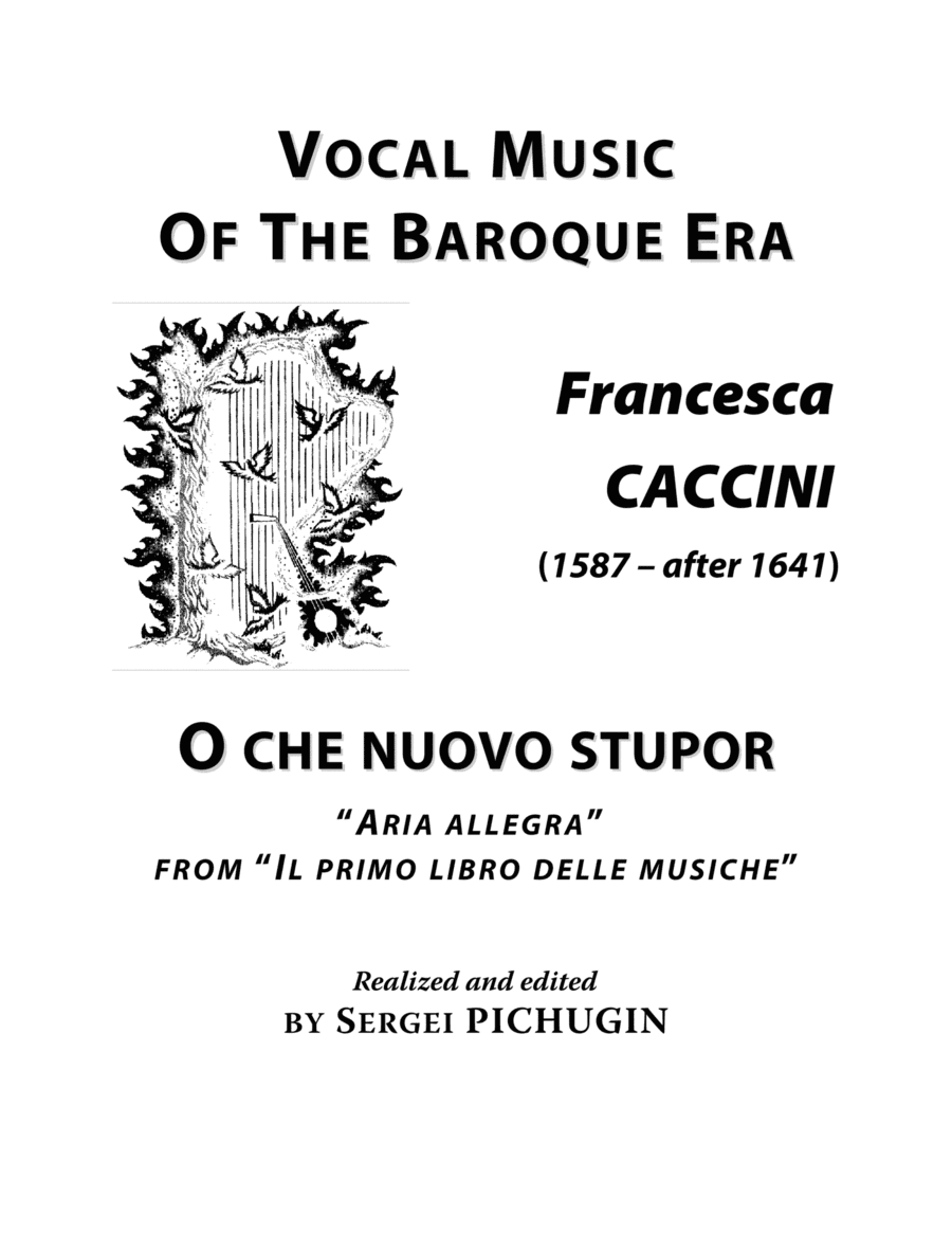 CACCINI Francesca: O che nuovo stupor, aria, arranged for Voice and Piano (E minor) (arr. Sergei PICHUGIN)