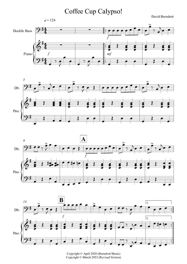 Coffee Cup Calypso! for Double Bass and Piano