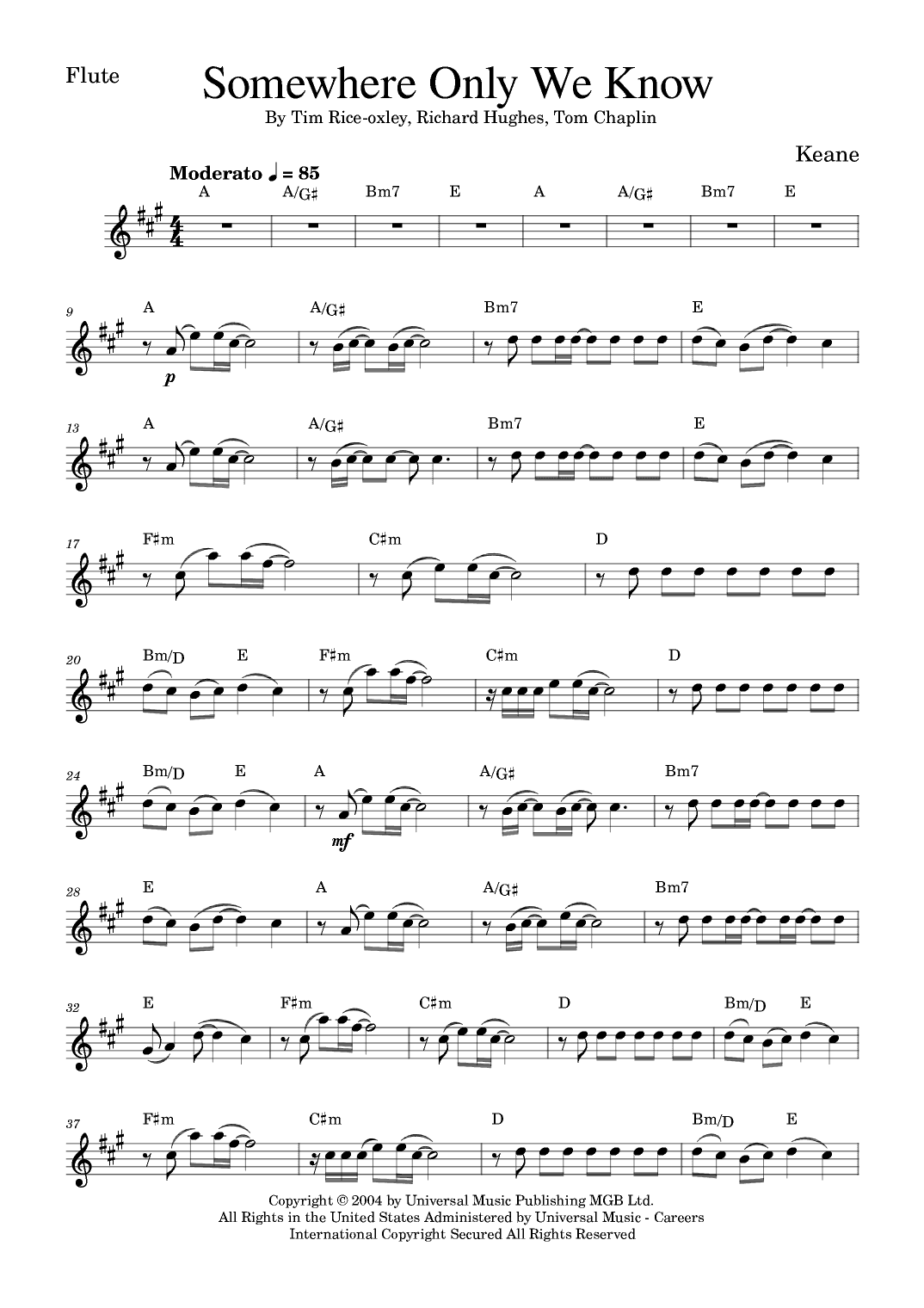 Somewhere Only We Know (arr. Golden Skull Editions)