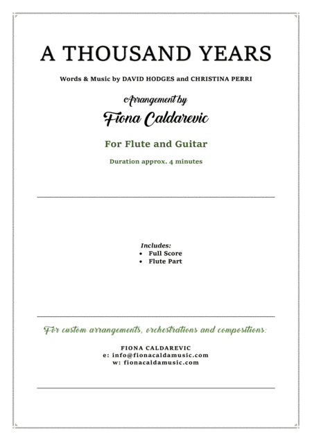 A Thousand Years (arr. Fiona Caldarevic)