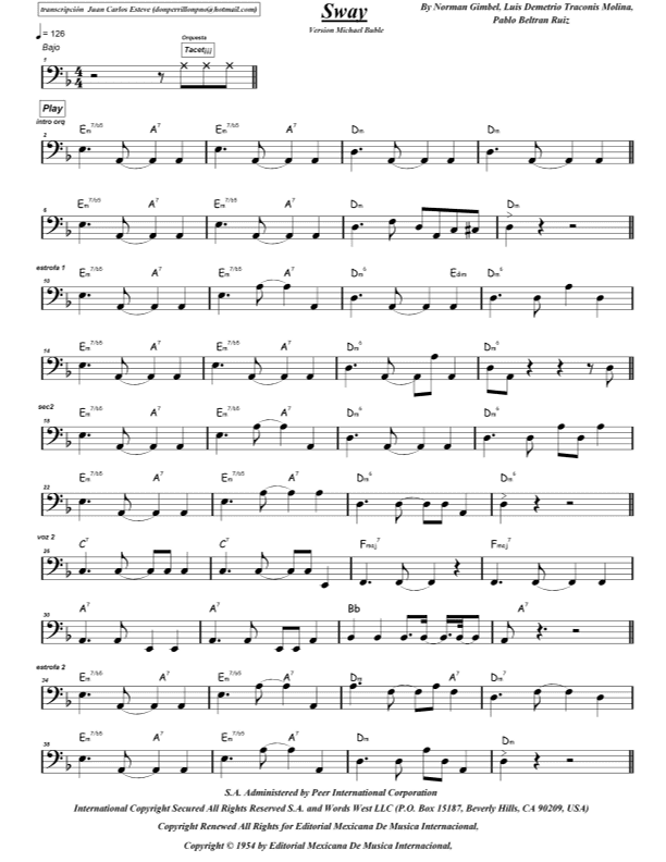 Sway (quien Sera) (arr. juan carlos esteve / Gran Coda)