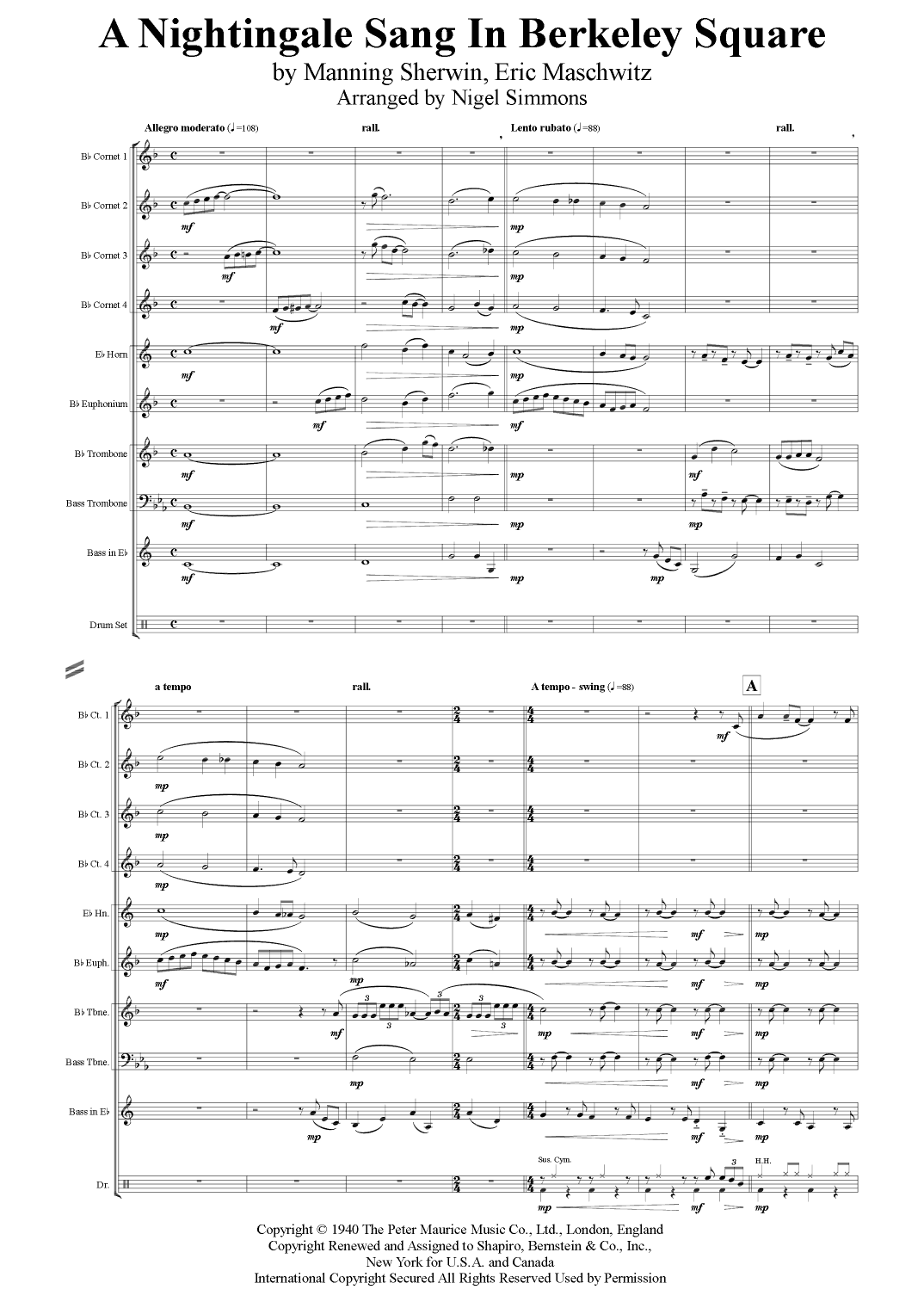 A Nightingale Sang In Berkeley Square (arr. Nigel Simmons)