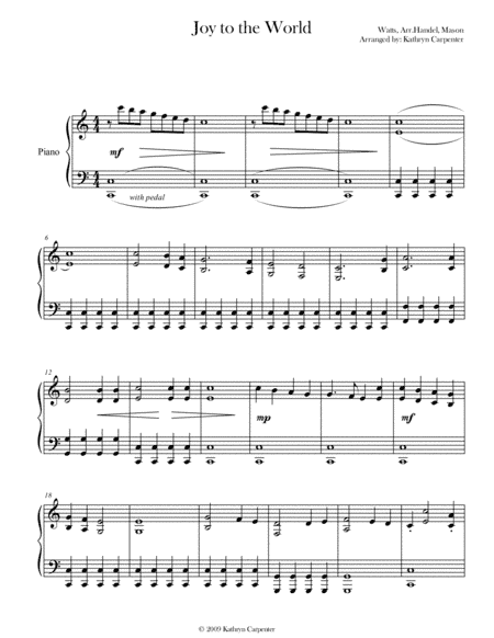 Joy to the World (Piano) (arr. Kathryn Carpenter)