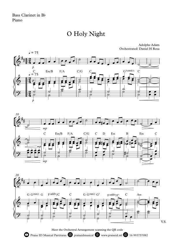 O Holy NIght - Christmas Carol - Bass Clarinet and Piano (arr. Daniel H Rosa)