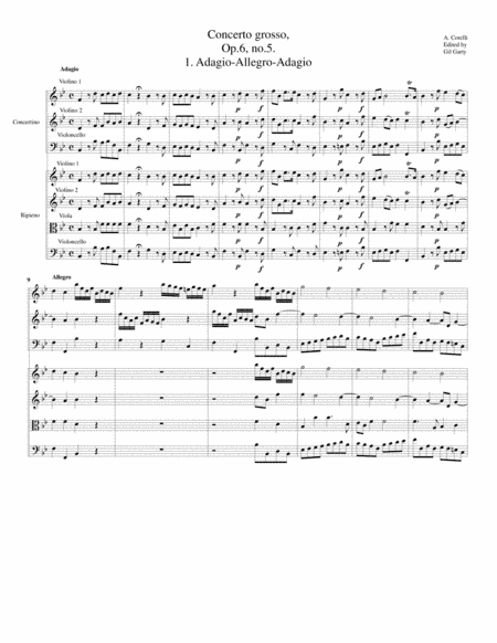 Concerto grosso, Op.6, no.5 (Original) (arr. Gil Garty)