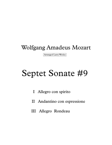 Sonate #9 in D major (arr. Larry Wesley)