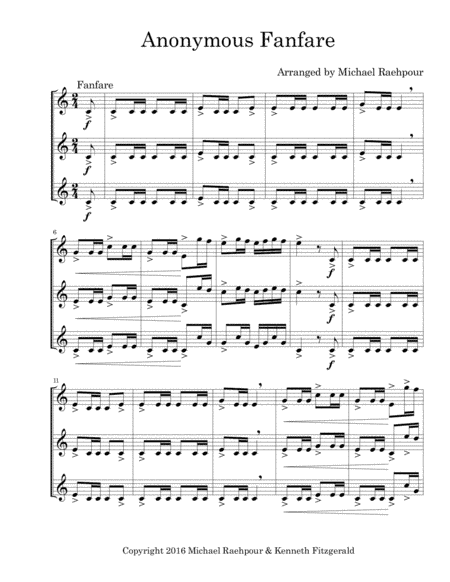 Anonymous Fanfare - Trumpet Trio (arr. Michael Raehpour)