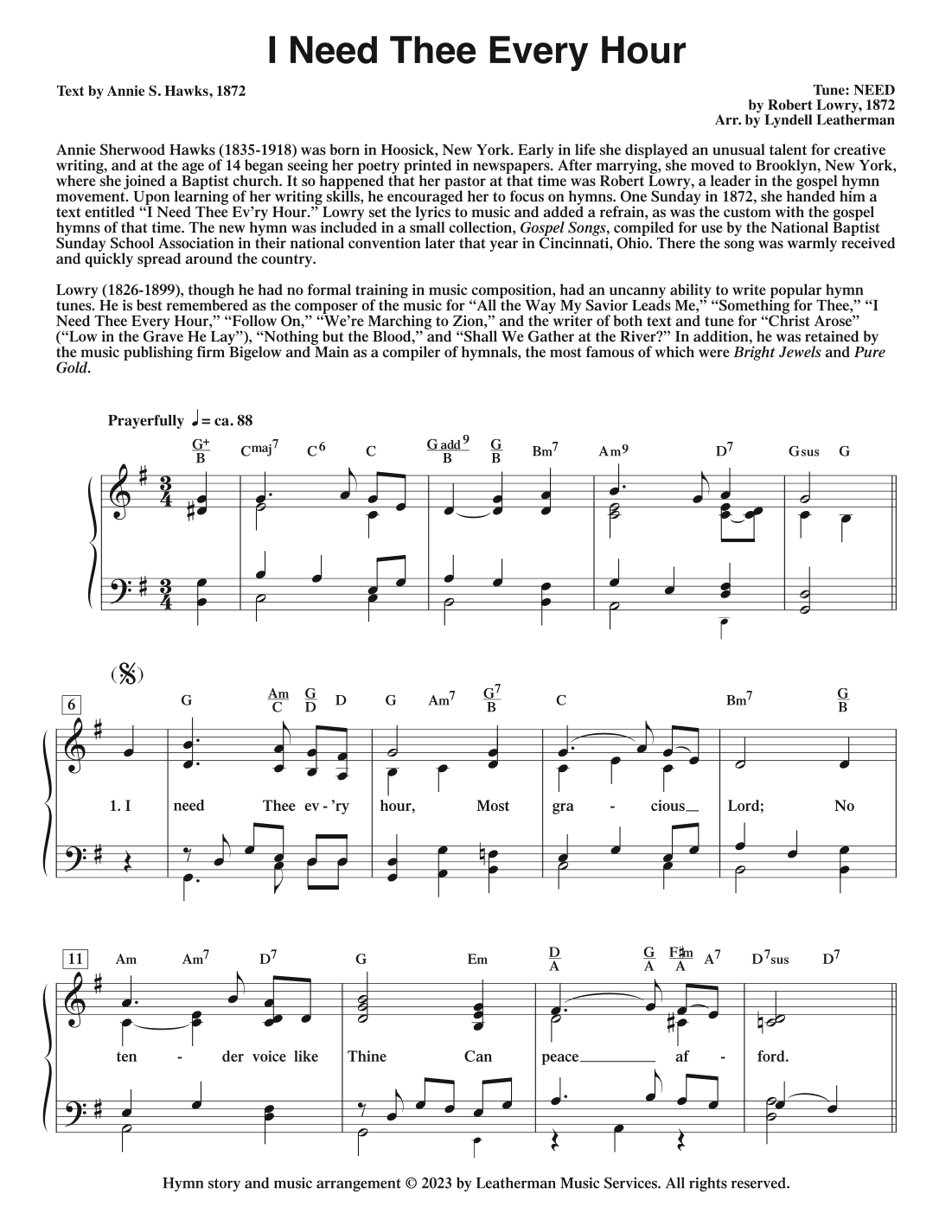 I Need Thee Every Hour (arr. Lyndell Leatherman)