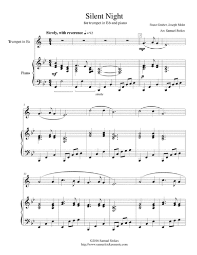 Silent Night - for trumpet and piano (arr. Samuel Stokes)