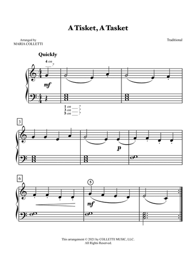 A Tisket, A Tasket (Level 1 Piano) (arr. Maria Colletti)