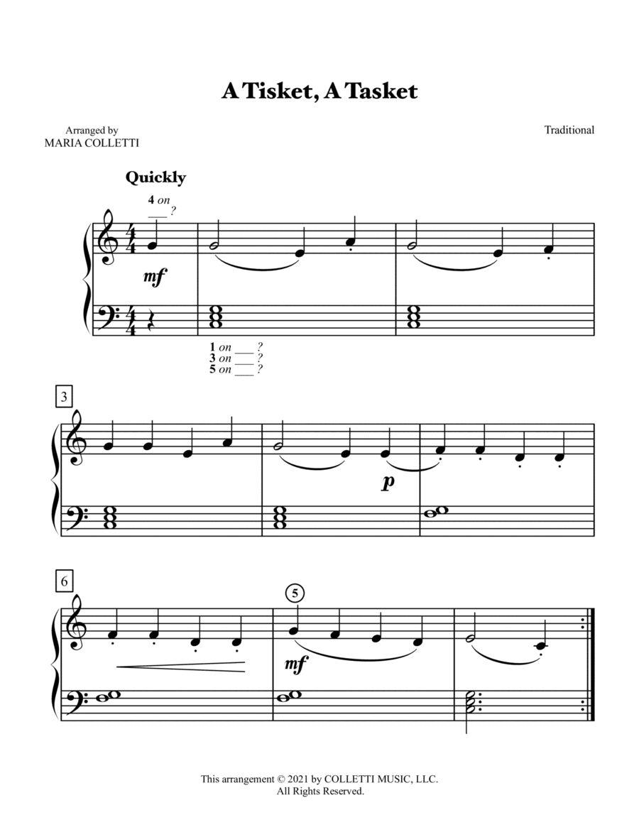 A Tisket, A Tasket (Level 1 Piano) (arr. Maria Colletti)