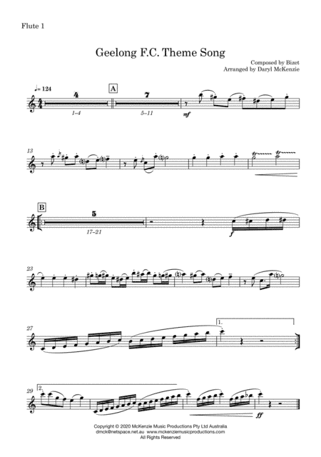 Geelong Football Club Theme Song ("Toreador" from Carmen) Voice and Pops Orchestra. Key of C. (arr. Daryl McKenzie)