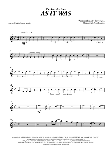 As It Was (arr. Guillaume Martin)