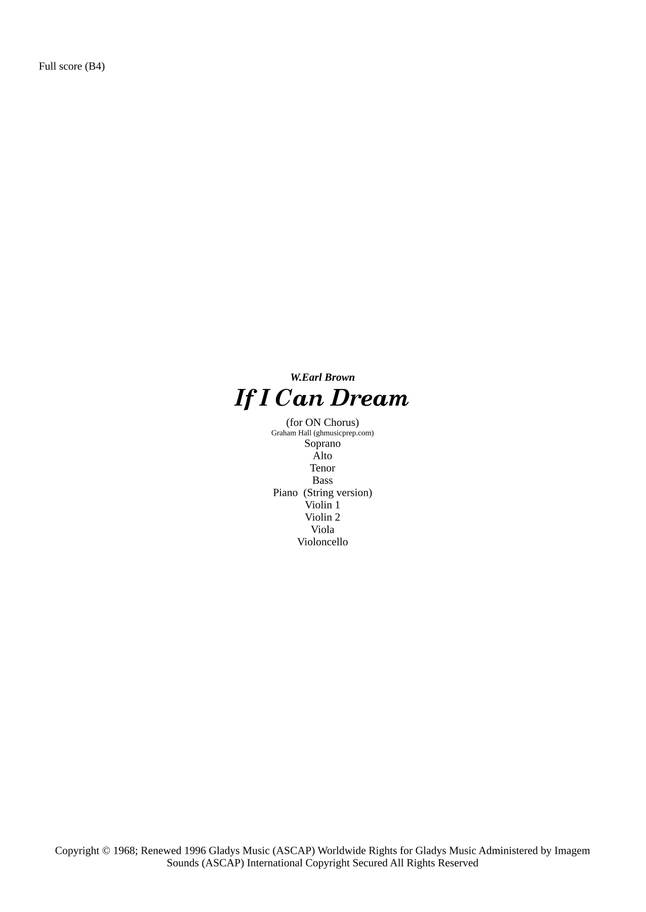 If I Can Dream (arr. Graham Hall (ghmusicprep.com))