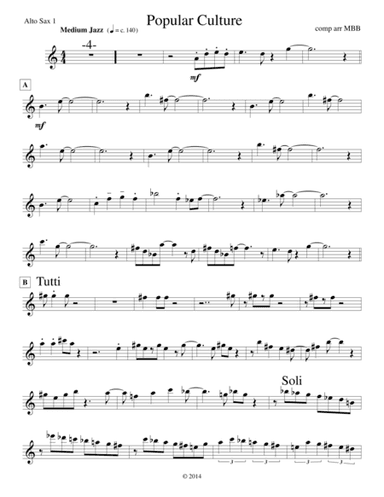 Popular Culture For Jazz Ensemble. from the Michael BB Quartet CD "Popular Culture"