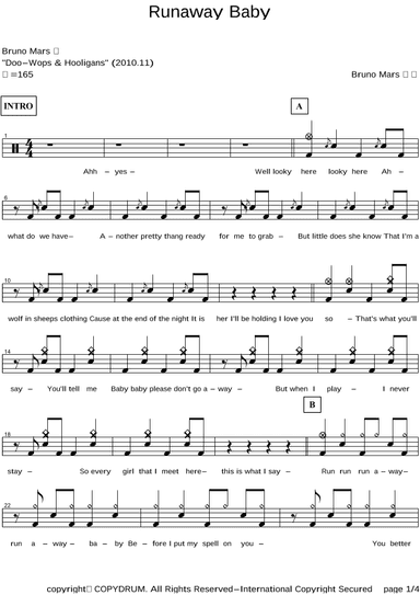 Runaway Baby (arr. COPYDRUM)