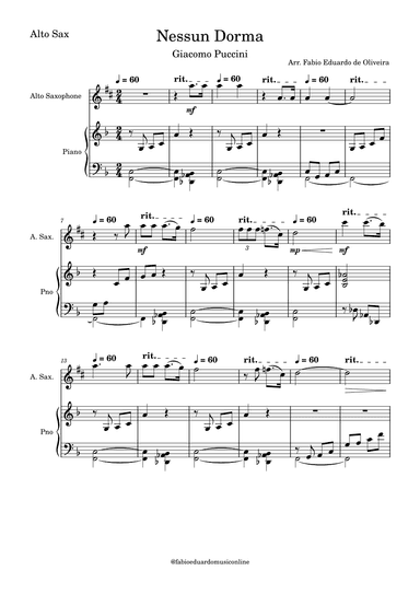 Nessun Dorma (Puccini) (arr. Fabio Eduardo de Oliveira)