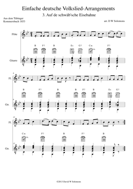 Railway Song (Auf de schwaeb'sche Eisebahne) for flute and guitar (arr. David Warin Solomons)