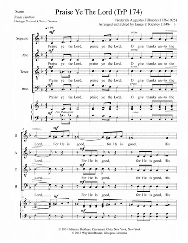 Praise Ye The Lord (TrP 174) (arr. James F. Rickley)