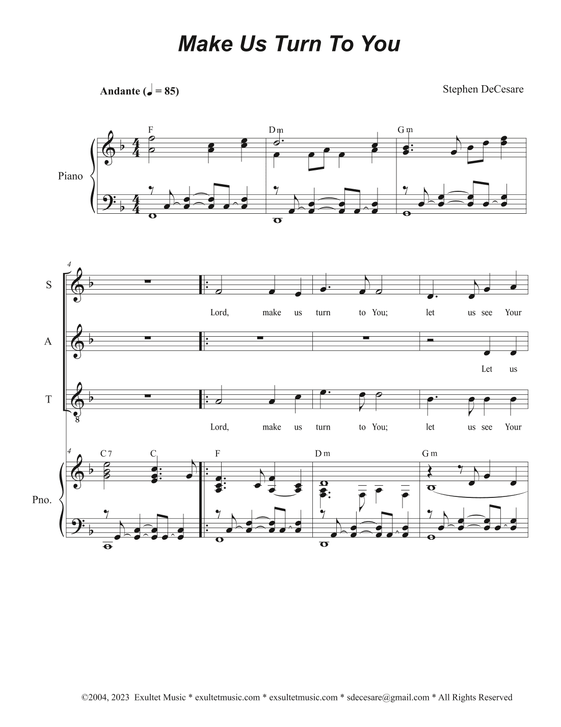 Make Us Turn To You (Vocal Quartet - (SATB)