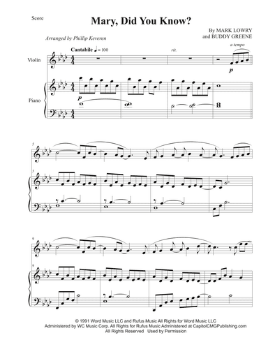 Mary, Did You Know? (arr. Phillip Keveren)