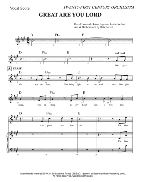 Great Are You Lord (arr. Bob Barrett)