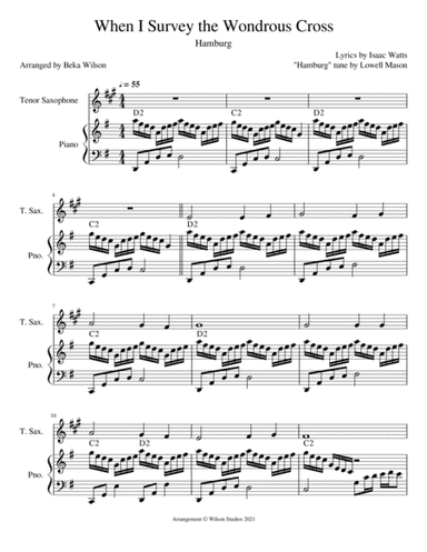 When I Survey the Wondrous Cross--tenor sax solo (arr. Beka Wilson)