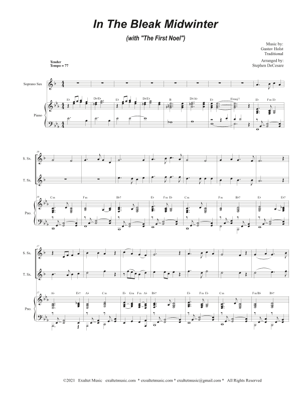 In The Bleak Midwinter (with "The First Noel") (Duet for Soprano and Tenor Saxophone) (arr. Stephen DeCesare)