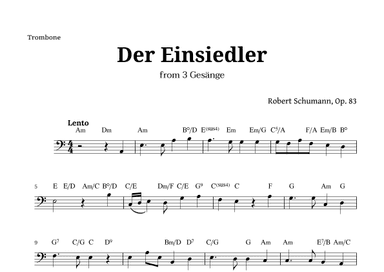 Der Einsiedler by Schumann for Trombone and Chords (arr. Langanho)