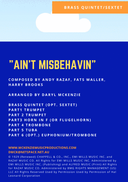 Ain't Misbehavin' (arr. Daryl McKenzie)