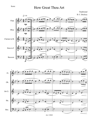 How Great Thou Art (Woodwind Quintet) (arr. B. C. Dockery)
