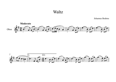 Waltz (Op. 39 No. 15) - Johannes Brahms (Oboe) (arr. Digital Book Music)