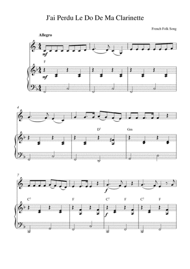 J'ai Perdu Le Do De Ma Clarinette (arr. Kaiserin Rebecca)