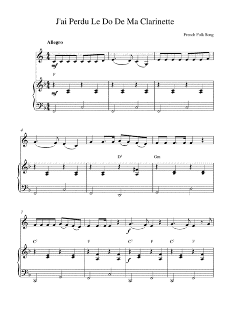 J'ai Perdu Le Do De Ma Clarinette (arr. Kaiserin Rebecca)