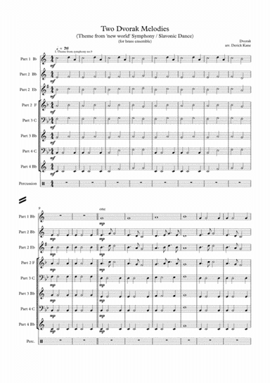 Two Dvorak melodies for Easy / Intermediate brass ensemble, arranged by Derick Kane (arr. Derick Kne)