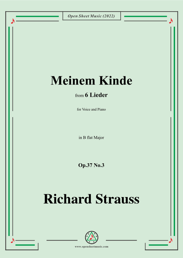 Richard Strauss-Meinem Kinde,in B flat Major,Op.37 No.3 (arr. OSM Press)