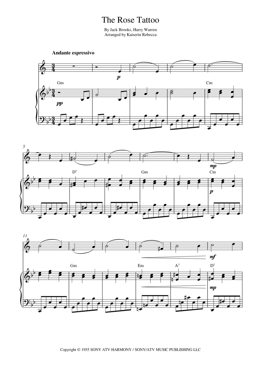 The Rose Tattoo (inspired By The Motion Picture) (arr. Kaiserin Rebecca)
