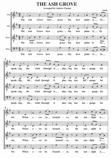 The Ash Grove A Cappella SATB (arr. Andrew Emmet)