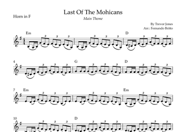 Last Of The Mohicans (main Theme) (arr. Fernando Britto)