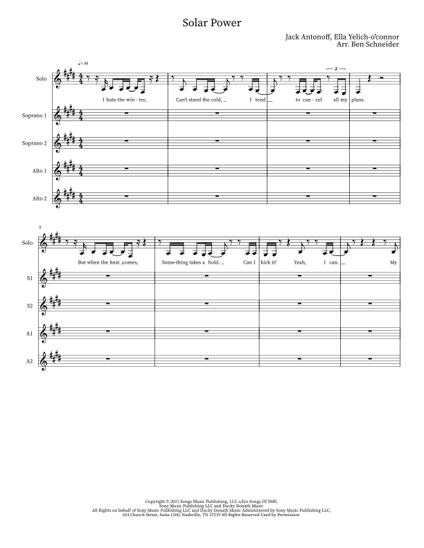 Solar Power (arr. Ben Schneider)