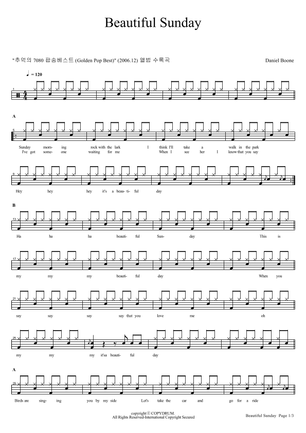 Beautiful Sunday (arr. COPYDRUM)