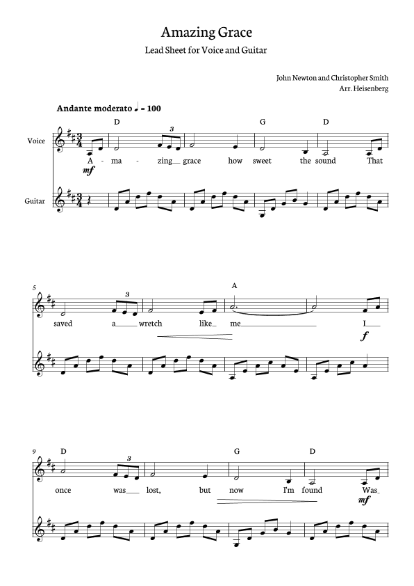 Amazing Grace (arr. Heisenberg)