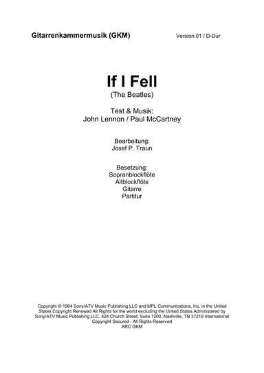 If I Fell (arr. Josef Peter Traun)
