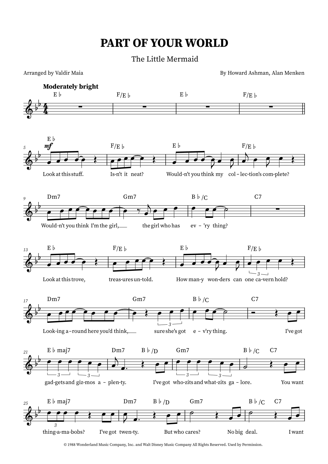 Part Of Your World (arr. Valdir Maia)
