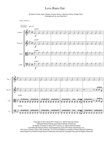 Love Runs Out (arr. Joe Deninzon)