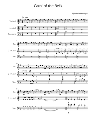 Carol of the Bells - Brass Trio (arr. Ygor Nunes)
