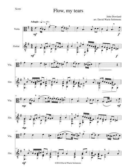 Flow my tears for viola and guitar (with divisions) (arr. David Warin Solomons)